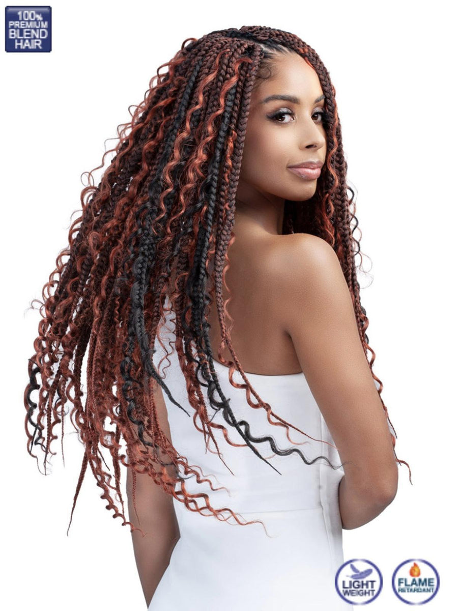 Bobbi Boss Human Hair Blend Crochet Braids Deep Curl Boho Box Braid