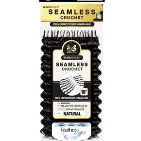 Bobbi Boss Bundle Human Hair Braids Seamless Feather Crochet Island Water Wave (Natural Black)