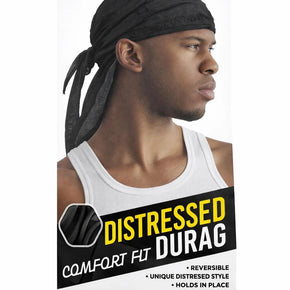 Titan Distressed Comfort Fit Durag Black #11471
