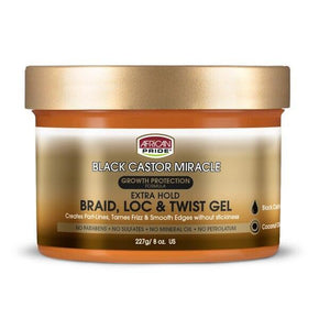 African Pride Black Castor Miracle Extra Hold Braid, Loc, & Twist Gel