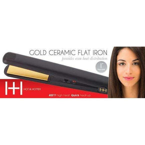 Hot & Hotter Gold Ceramic Flat Iron 1in, 1 Count Hair Straightener, Black
