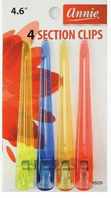 Annie Clear Section Clips 4.6" 4Ct