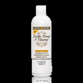 Creme Of Nature Butter Blend & Flaxseed Double Duty Detangle & Slip Rinse-Out & Leave-In Flaxseed Conditioner