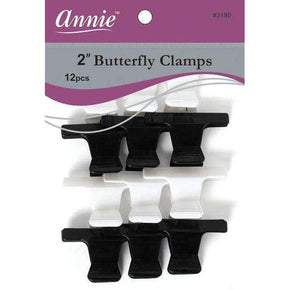 Annie Salon Butterfly Hair Clamps 2 Inch, 12 Count, Assorted Colors