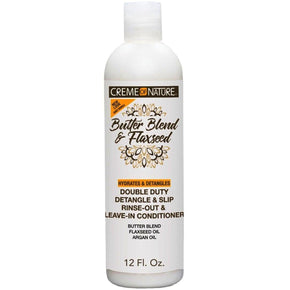 Creme of Nature Butter Blend and Flaxseed Double Duty Rinse-Out Leave-In Conditioner 12 oz