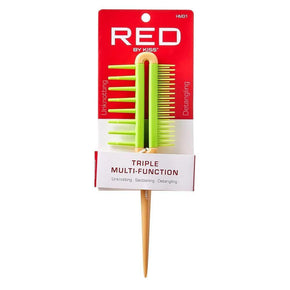 Red by Kiss Comb, Triple Multi-Function Comb