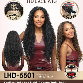 KNOTLESS BOHO Box Braid HD Transparent Wig LHD-5501
