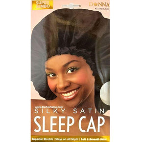 Donna Collection Satin Sleep Cap Black #11021