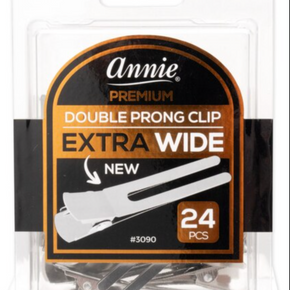 Annie Premium Double Prong Clip, Extra Wide, 24 CT