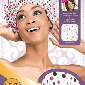Qfitt Large Vinyl Shower Caps Dots