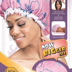 QFitt Large Satin Floral Sleep Cap